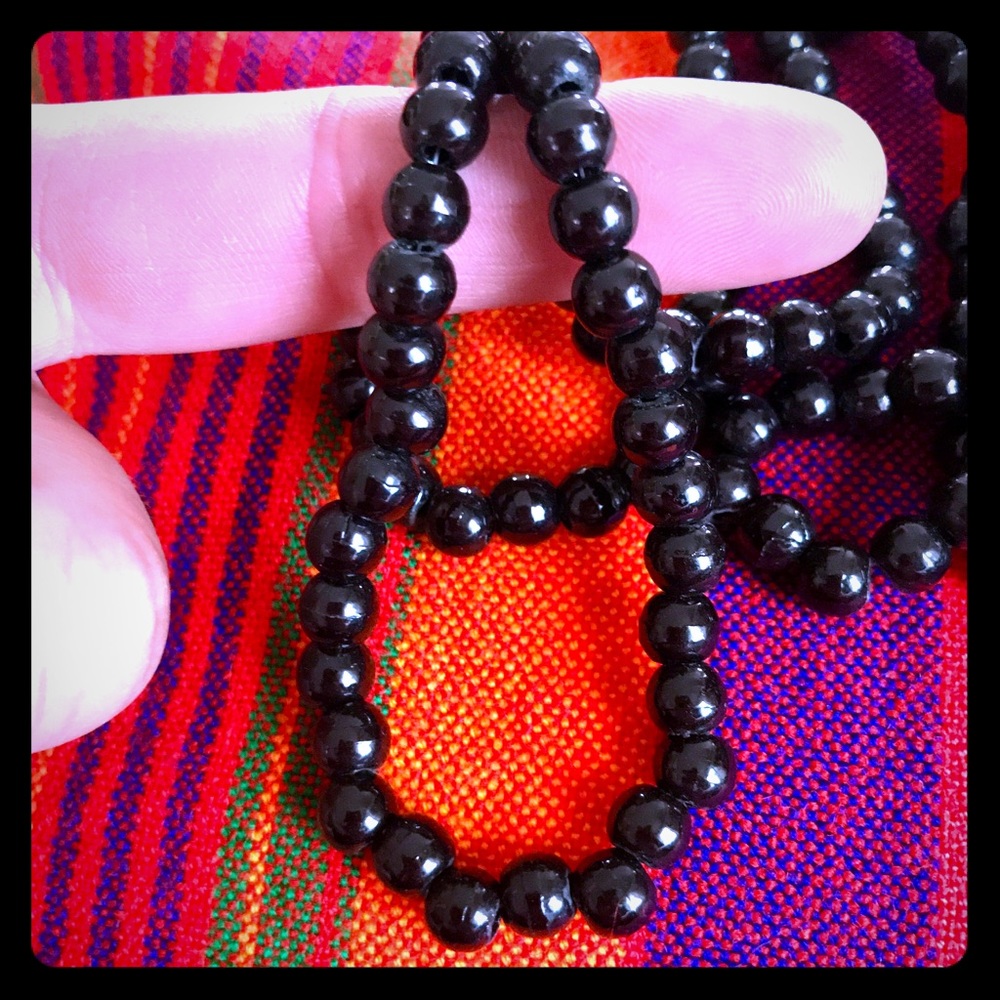 Victorian jet glass mourning beads